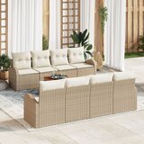 vidaXL 9-delni Vrtni Sofa Set z Blazinami Bež Poli Ratan Akacija Cene