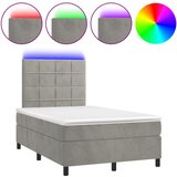 The Living Store Box spring postelja z vzmetnico LED svetlo siva 120x200cm žamet - Box Spring Postelja, (21488794) | Shoptok.si