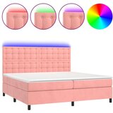  Box spring s madracem LED ružičasti 200x200cm baršunasti | shoptok.hr