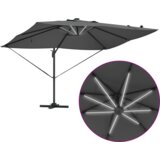 vidaXL Kantilever Roma suncobran s LED osvjetljenjem Antracit 352x251x265 cm Aluminij | shoptok.hr