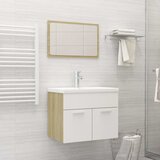  Set kupaonskog namještaja od iverice bijeli i boja hrasta | shoptok.hr