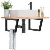 Nosači polica za umivaonik 2 kom crni trapezni čelični | shoptok.hr