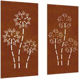  Vrtni zidni ukrasi 2 kom 105x55 cm čelik COR-TEN cvjetni uzorak | shoptok.hr