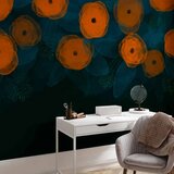  Foto tapeta - Watercolour composition - orange patterns on a delicate leaf background 490x350 | shoptok.hr
