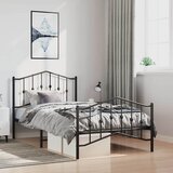 Metalni okvir kreveta s uzglavljem i podnožjem crni 100x190 cm Cene