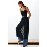 Trendyol Black Lace Straps Fitted Flexible Knitted Maxi Dress Cene