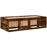 vidaXL dnevna postelja s predali dimljeni hrast 90x200 cm inž. les | Shoptok.si