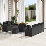 vidaXL 10-delni vrtni kavč s blazinami črn poly rattan akacija | Shoptok.si