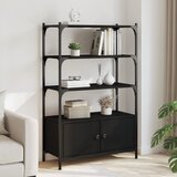  The living store knjižna omara 3-nadstropna črna 70x30x109,5 cm inženirski les - knjižna omara, (21499611) Cene