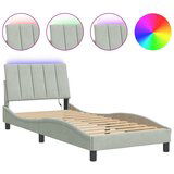 Maison Chic Posteljni okvir - Enojna postelja - Postelja za odrasle z LED lučkami svetlo siv 90x200 cm žamet, (21697214) | Shoptok.si