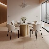Bessagi Home Jedilna Miza Kiano, Naravne Barve, Porcelan, Ø 130cm | Shoptok.si