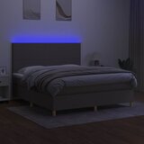  Krevet box spring s madracem LED smeđesivi 160x200 cm tkanina | shoptok.hr