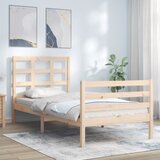 vidaXL Posteljni okvir z vzglavjem 90x200 cm trden les Cene