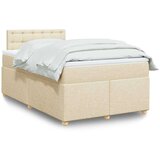 vidaXL Box spring postelja z vzmetnico krem 120x190 cm blago, (21310650) | Shoptok.si