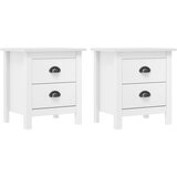 The Living Store Noćni ormarić Hill 2 kom bijeli 46x35x49,5 cm masivna borovina | shoptok.hr