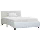  posteljni okvir z LED osvetlitvijo, umetno usnje, bela, 100×200 cm | Shoptok.si