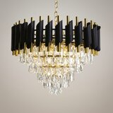  Luster na lancu CRISTAL 7xE14/10W/230V crna/zlatna | Eponuda.com