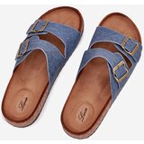 EVENTO Ladies Slippers On Cork Platform With Buckles Dark Jeans Vesina | shoptok.hr