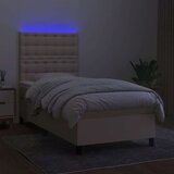  Krevet box spring s madracem LED krem 90x200 cm od tkanine | shoptok.hr