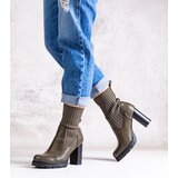 Gemre Green heeled ankle boots made of eco leather Asera | shoptok.hr