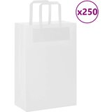 vidaXL Papirnate vrećice 250 kom s ručkama bijele 21x11x31 cm | shoptok.hr