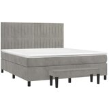  Box spring postelja z vzmetnico svetlo siva 160x200 cm žamet, (20900351) | Shoptok.si