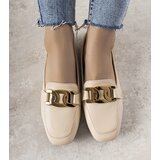 Gemre Beige loafers with a gold ornament Hashtag | Shoptok.si