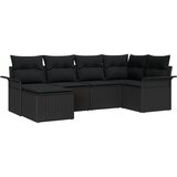 vidaXL 6-delni komplet vrtne zofe s blazinami Črna poli ratan, 2-sedežna vrtna sofa s shrambo in blazinami Črna poli ratan Cene