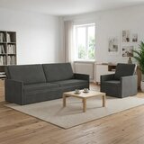  Set sofe 2 pcs Tamnosiva Kordura tekstil - Tamnosiva 1-Sjedalo + 3-Sjedalo (210 cm) | shoptok.hr