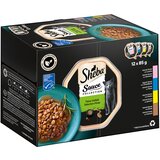 Sheba Večkratno pakiranje različice pladnji 12 x 85 g - Sauce Lover (losos; tuna; piščanec; raca) Cene