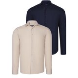 Dewberry DUAL SET G726 MENS SHIRTS-NAVY BLUE-BEIGE Cijene