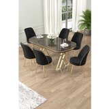 Hanah home Lai - Anthracite, Gold, Black AnthraciteGoldBlack Dining Table & Chairs Set (7 Pieces) | ePonuda.com