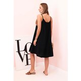 Kesi Włoski Women's muslin dress with straps and frill black | shoptok.hr