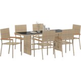 Blagovaonski stol i stolice u vrtu od 7 komada bež poli ratana | shoptok.hr