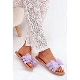Boto Ladies Flat Heeled Slippers With Tulle Bow Purple Tanira | Shoptok.si