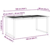 Vanjski Zunanja jedilna miza Siva 180x90x75 cm Jeklo in masivno akacijevo les | Shoptok.si