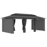 Paviljon z zavesami 600x298x270 cm antraciten | Shoptok.si