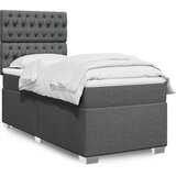 vidaXL Box spring postelja z vzmetnico temno siva 90x200 cm blago | Shoptok.si