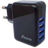 X Wave H44 USB zidni punjač sa 4 USB-A porta 20 W crni u