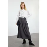 Trendyol Anthracite Pleat Detailed Woven Skirt