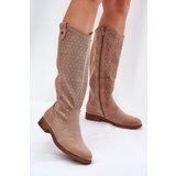 S. BARSKI Flat Heeled Boots With Perforated Pattern Beige S.Barski | shoptok.hr