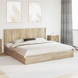  Krevetna konstrukcija s pohranom i uzglavljem Hrast sonoma Smeđa 180 x 200 cm | Shoptok.si