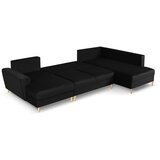 Cosmopolitan Design Crna baršunasti sklopiva/s prostorom za odlaganje kutna garnitura (s desnim kutom/u obliku slova "U") Kyoto – | shoptok.hr