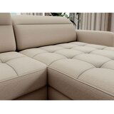 ELTAP Bež žametna raztegljiva/s prostorom za shranjevanje kotna sedežna garnitura (levi kot/v obliki črke "U") Berrto – | Shoptok.si