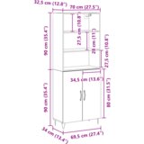vidaXL Visoki kabinet Črn hrast 69.5x34x180 cm Umetni les | Shoptok.si