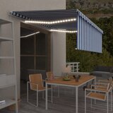 Tenda na ručno uvlačenje s roletom LED 4 x 3 m plavo-bijela | shoptok.hr