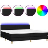  Box spring postelja z vzmetnico LED črna 200x200 cm blago, (20790688) | Shoptok.si