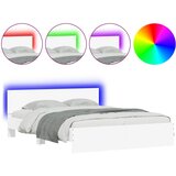  The Living Store Posteljni okvir z vzglavjem in LED bel 150x200 cm - Posteljni Okvir, (21447508) | Shoptok.si