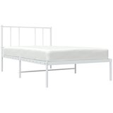  Metalni okvir krevet bez madraca s uzglavljem bijeli 75x190 cm | shoptok.hr