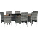  7-dijelni vrtni blagovaonski set s jastucima sivo-crni | shoptok.hr